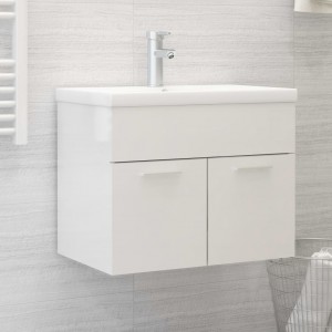 Armário de lavatório de madeira branco 60x38.5x46 cm D