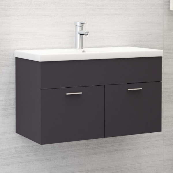 Armario para lavabo madera contrachapada gris 80x38.5x46 cm Armario para lavabo madera contrachapada gris 80x38.5x46 cm D