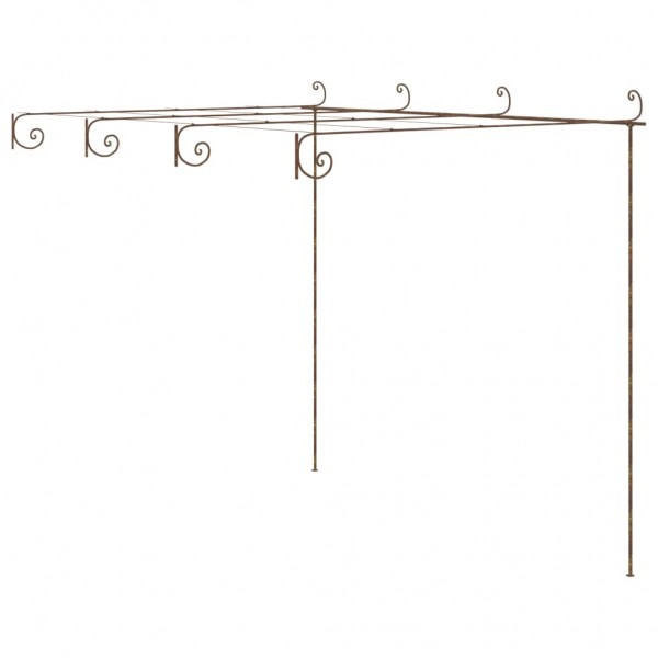 Pérgola de jardín marrón antiguo 4x3x2.5 m hierro D