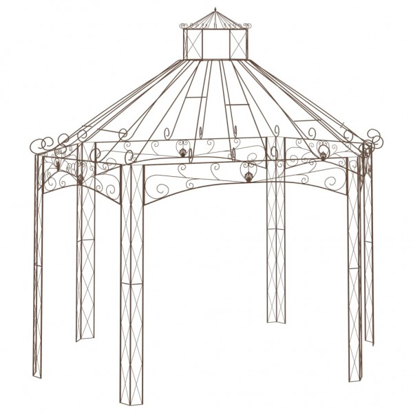 Pérgola de jardín marrón antiguo 400x258x378 cm hierro D