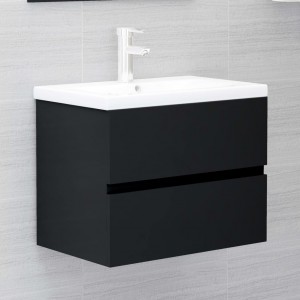 Armario para lavabo madera contrachapada negro 60x38.5x45 cm D