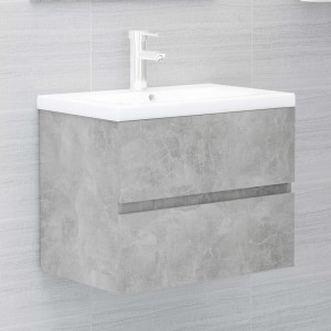 Armario de lavabo contrachapada gris hormigón 60x38.5x45 cm D