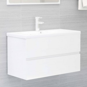 Armário de lavatório branco brilhante 80x38.5x45 cm D