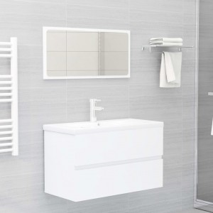 Conjunto de muebles de baño 2 piezas contrachapada blanco D