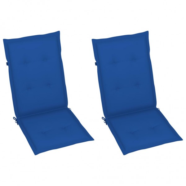 Cojín silla de jardín respaldo alto 2 uds tela azul 120x50x3 cm D
