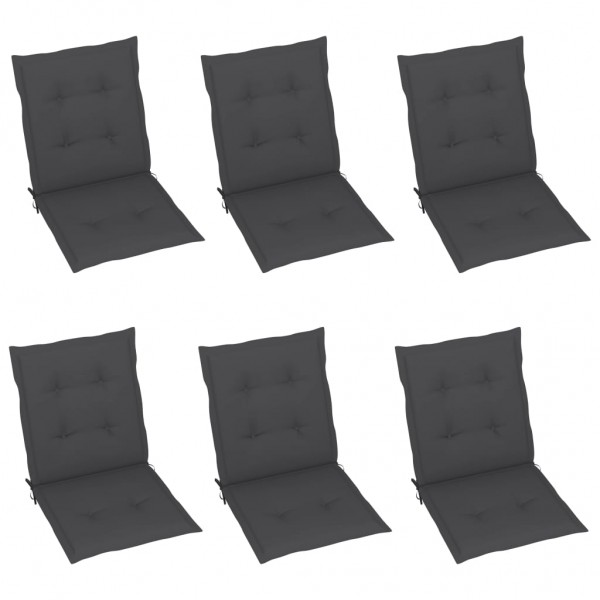 Cojines para sillas de jardín 6 uds gris antracita 100x50x3 cm D