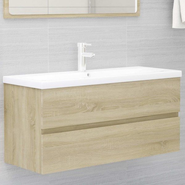 Mueble lavabo madera contrachapada roble Sonoma 100x38.5x45 cm D
