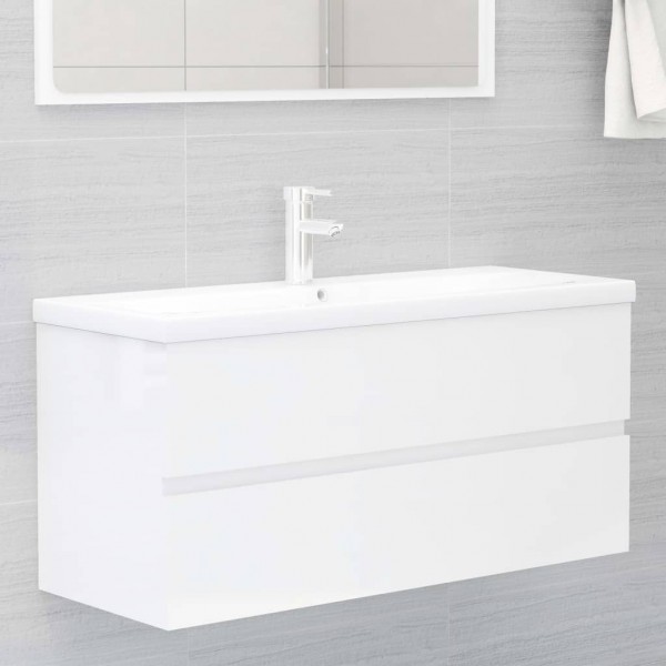 Armario para lavabo aglomerado blanco brillante 100x38.5x45 cm D