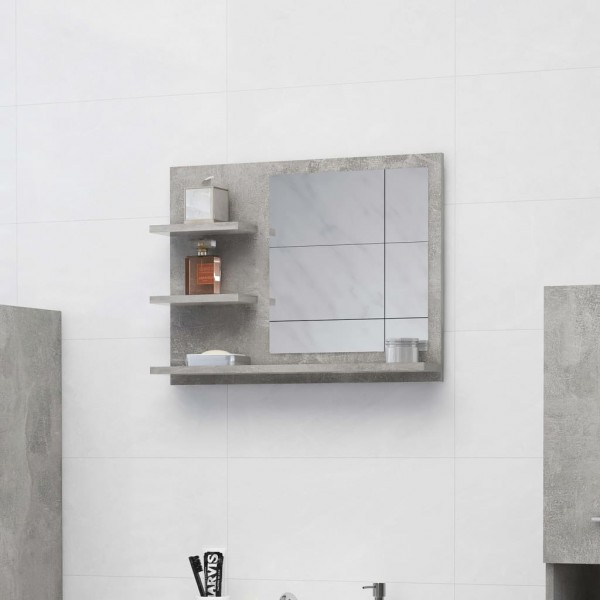 Espejo de baño madera contrachapada gris hormigón 60x10.5x45 cm D