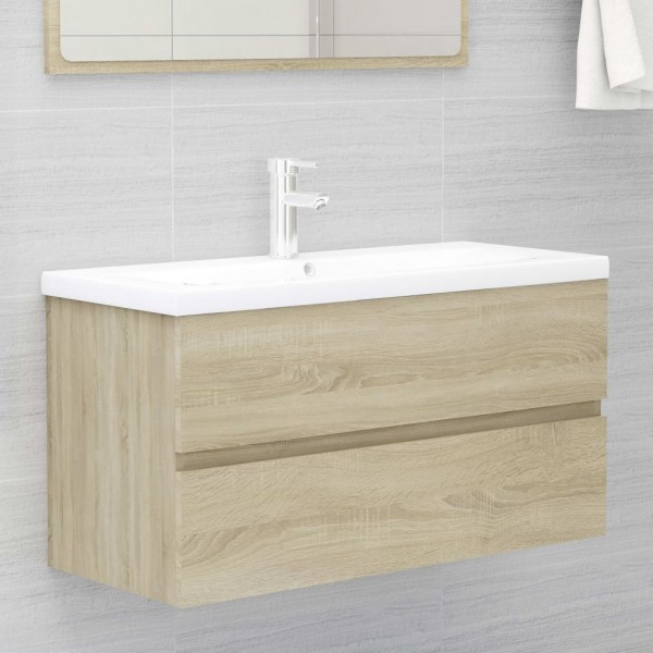 Armário lavatório madeira revestida de carvalho Sonoma 90x38.5x45 cm D