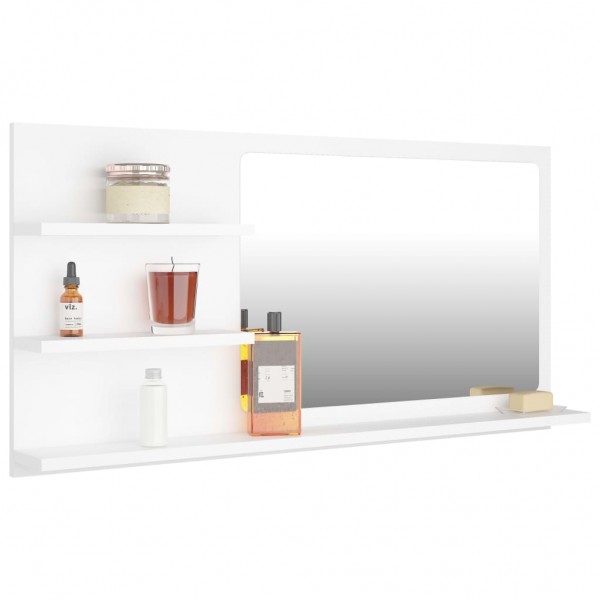 Espelho de casa de banho madeira contraplacada branca 90x10.5x45 cm D