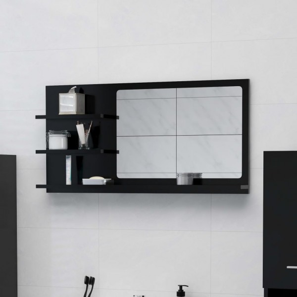 Espejo de baño madera contrachapada negro 90x10.5x45 cm D