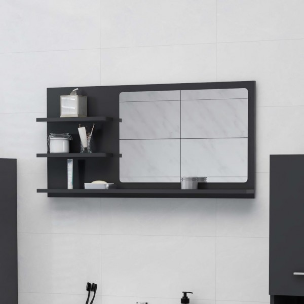 Espejo de baño madera contrachapada gris 90x10.5x45 cm D