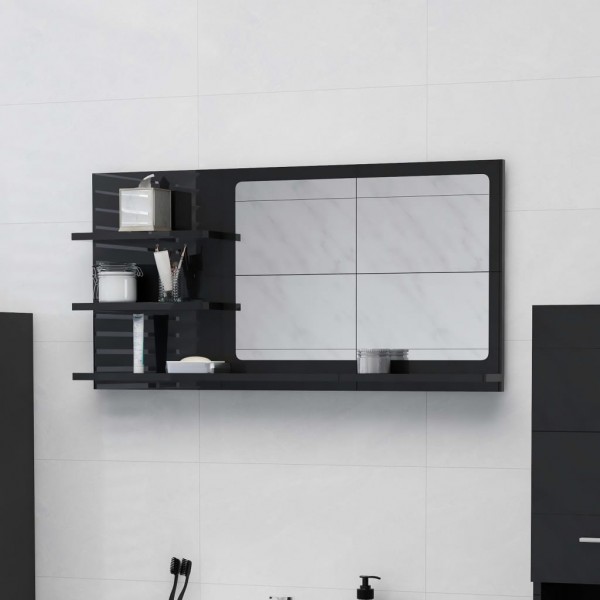 Espelho de banheiro madeira de contraplacado preto brilho 90x10.5x45 cm D