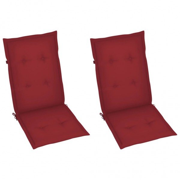 Cojín silla de jardín respaldo alto 2 uds tela rojo 120x50x3 cm D