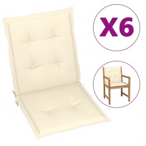 Cojín silla jardín respaldo bajo 6 uds tela Oxford crema D