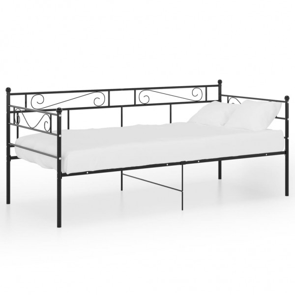 Estructura de sofá cama de metal negro 90x200 cm D