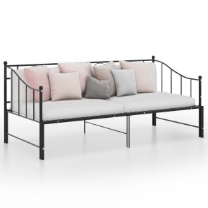 Estructura de sofá cama extraíble de metal negro 90x200 cm D