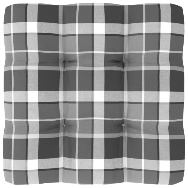 Cojín para sofá de palets de tela a cuadros gris 60x60x12 cm D