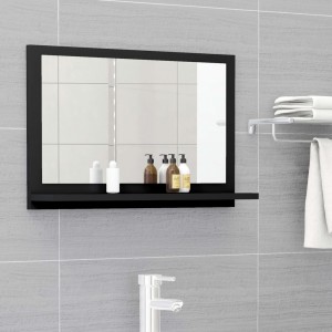 Espejo de baño madera contrachapada negro 60x10.5x37 cm D