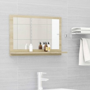 Espejo de baño madera contrachapada color roble 60x10.5x37 cm D