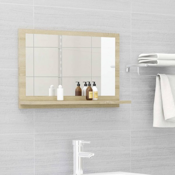 Espelho de casa de banho madeira contraplacada cor carvalho 60x10.5x37 cm D
