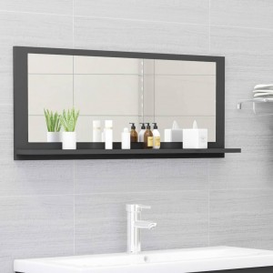 Espejo de baño madera contrachapada gris 90 x 10.5 x 37 cm D