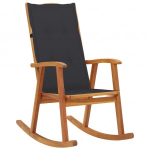 Silla mecedora con cojines madera maciza de acacia D