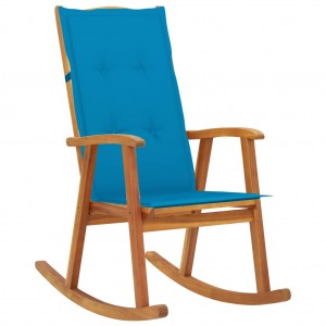 Silla mecedora con cojines madera maciza de acacia D