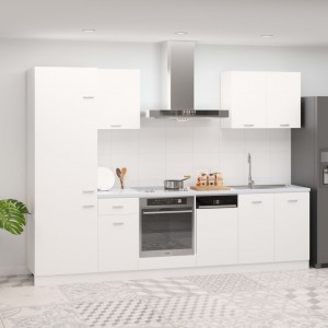 Conjunto de móveis de cozinha 7 peças aglomerado branco D