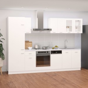 Juego de muebles de cocina 8 piezas aglomerado blanco D