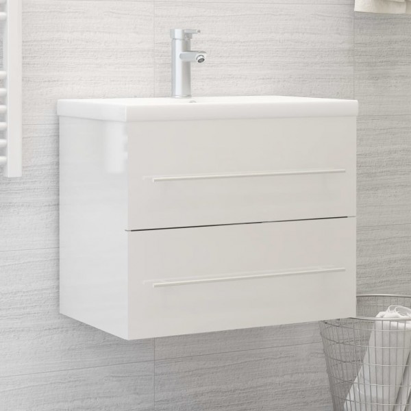 Armario para lavabo aglomerado blanco brillante 60x38.5x48 cm D