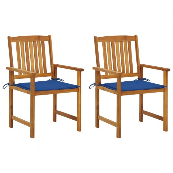 Cadeiras de jardim com almofadas 2 unidades em madeira de acácia maciça D