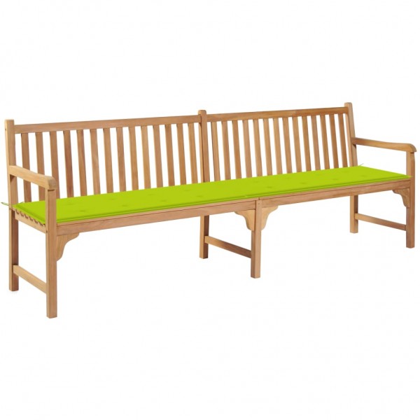 Banco de jardín madera de teca con cojín verde brillante 240 cm Banco de jardín madera de teca con cojín verde brillante 240 cm D