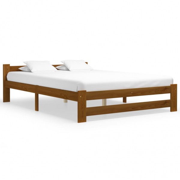 Estructura de cama madera maciza pino marrón miel 140x200 cm D