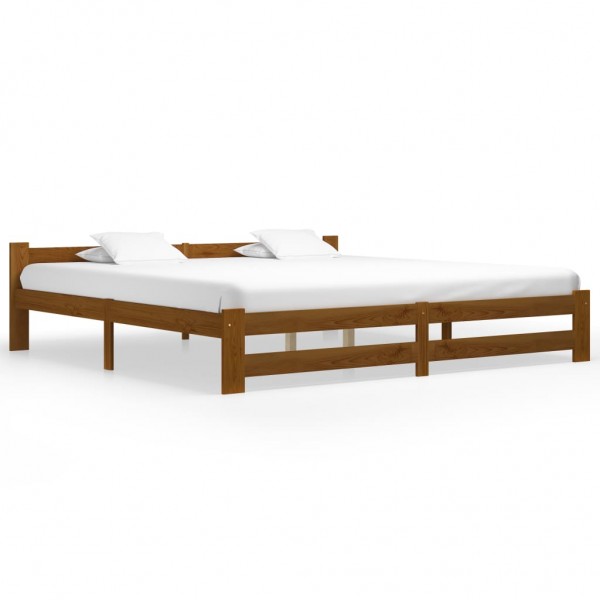 Estructura de cama madera maciza pino marrón miel 200x200 cm D