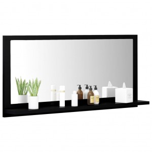 Espejo de baño madera contrachapada negro 80x10.5x37 cm D