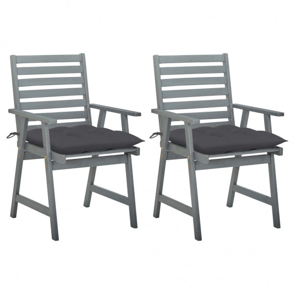 Cadeiras de jantar de jardim 2 peças em madeira de acácia maciça com almofadas D