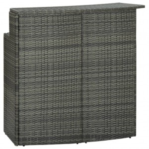 Mesa alta de jardín ratán sintético gris 120x55x110 cm D