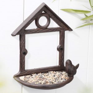 HI Comedero para pájaros colgante con forma de casa marrón 18 cm D
