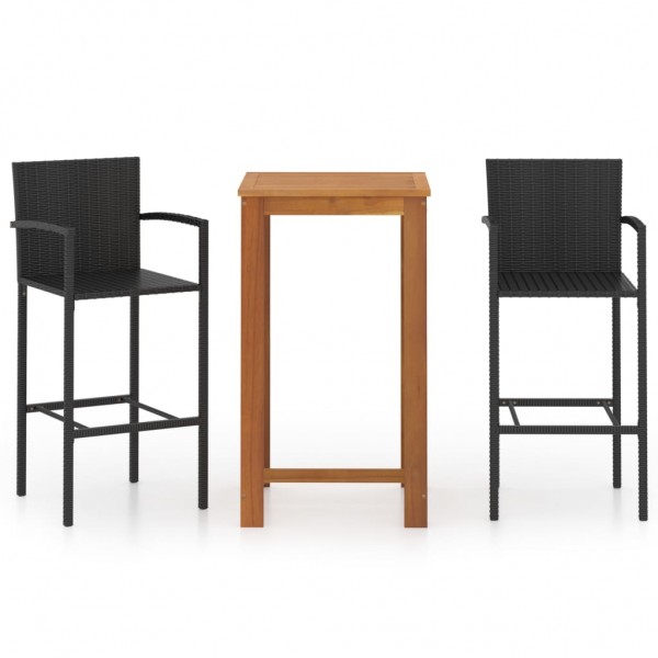 Conjunto de bar para jardín 3 piezas negro Conjunto de bar para jardín 3 piezas negro D