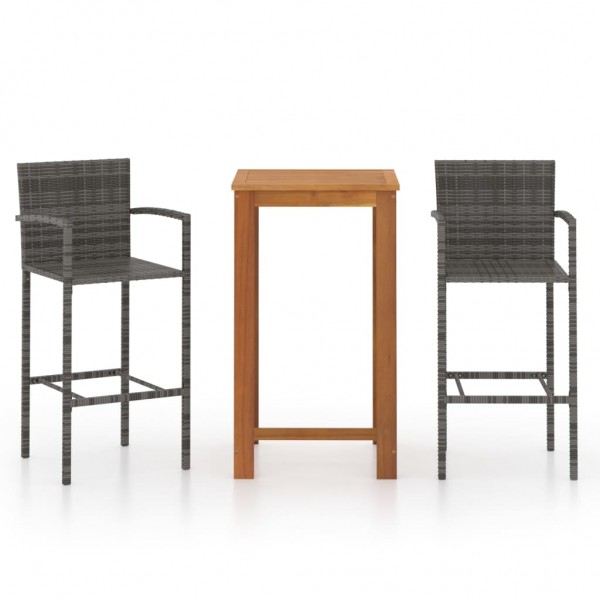 Conjunto de bar para jardín 3 piezas gris Conjunto de bar para jardín 3 piezas gris D