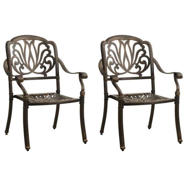 Cadeiras de jardim, 2 unidades, bronze alumínio fundido D