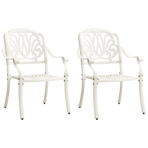 Cadeiras de jardim 2 unidades alumínio fundido branco D