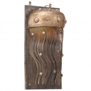 Lámpara de pared diseño medusa hierro y madera maciza de mango D
