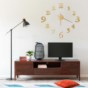 Reloj 3D de pared con diseño moderno dorado 100 cm XXL D