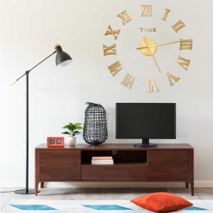 Reloj 3D de pared con diseño moderno dorado 100 cm XXL D