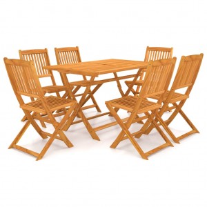 Set comedor de jardín plegable 7 piezas madera maciza de acacia D