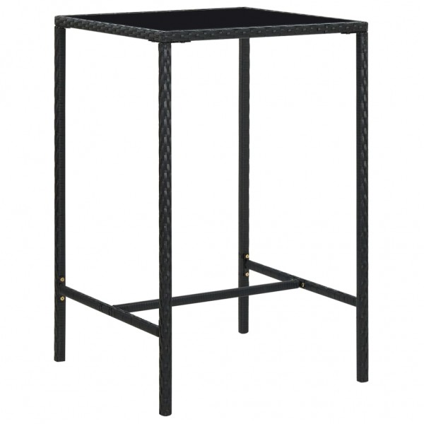 Mesa alta de jardim ratan sintético e vidro preto 70x70x110 cm D