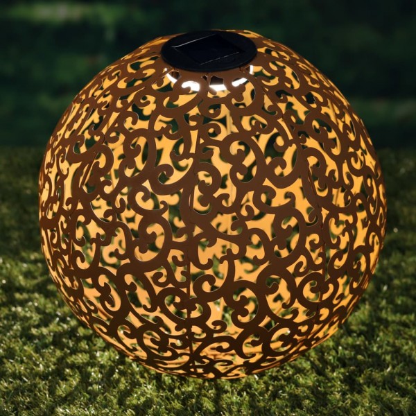 Hi Lámpara LED solar de jardín forma esférica metal marrón 28.5 cm D